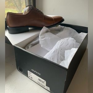 Alfani Adam Brown Dress Shoe 9 9M Cap Toe Oxford Men’s Casual Black
